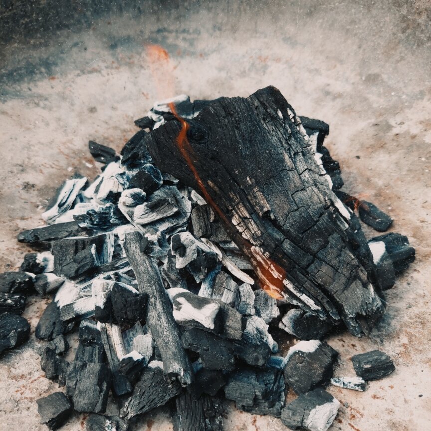 A barbecue fire.