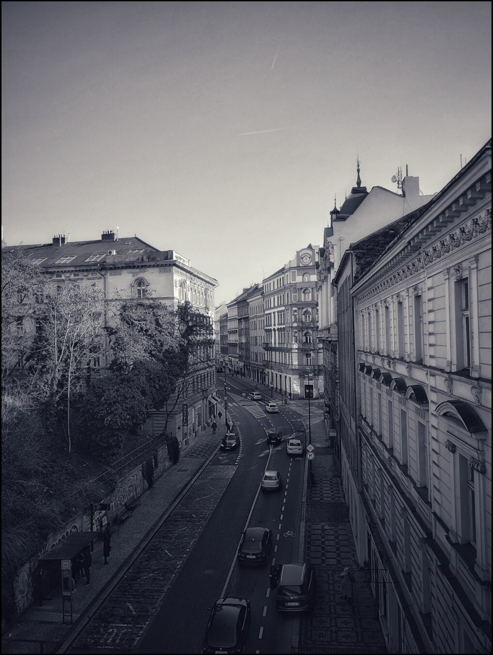 It shows a photo of one of the heals leading up to Zizkov hill