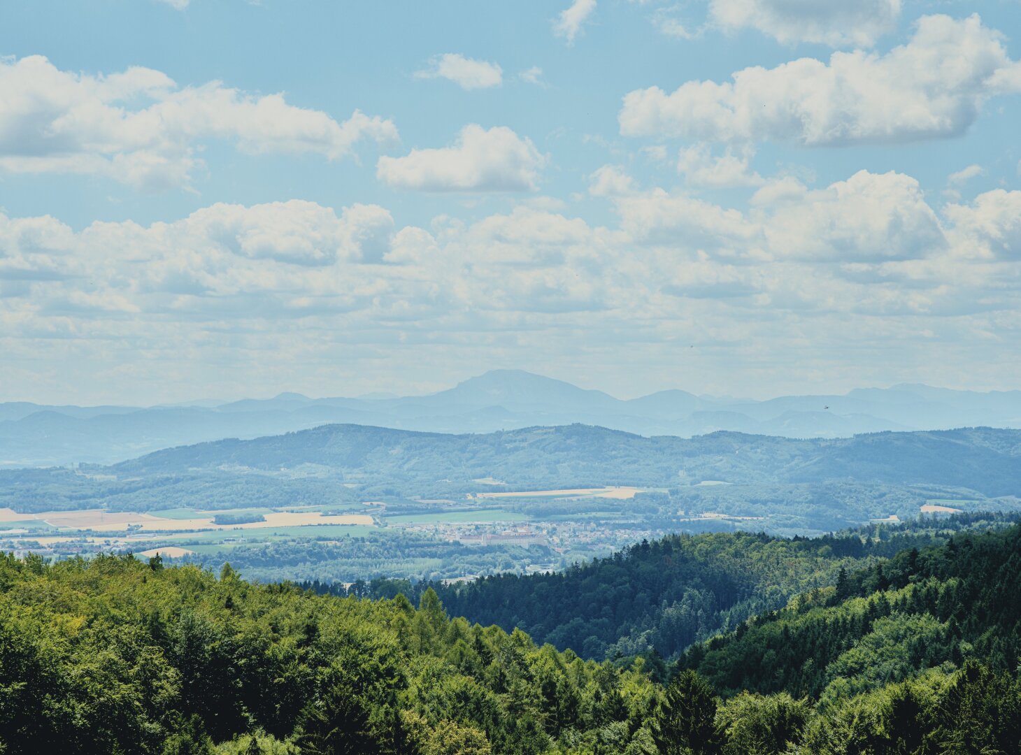 View of stift melk with the ötscher mountain in the background, lower austria