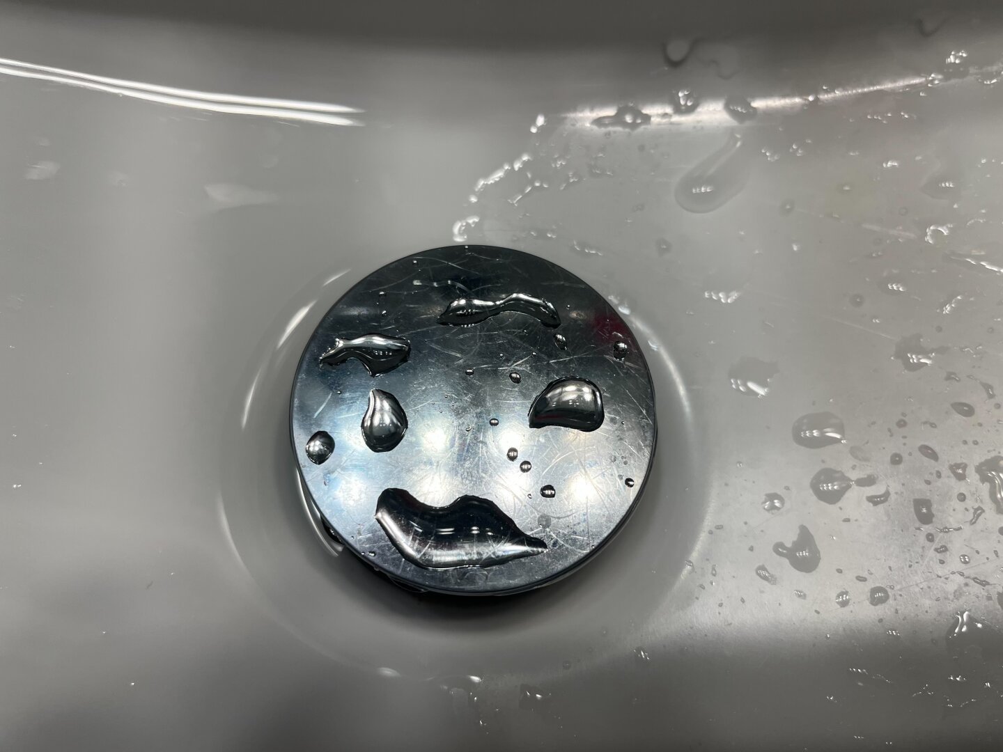 Drain face in sink…