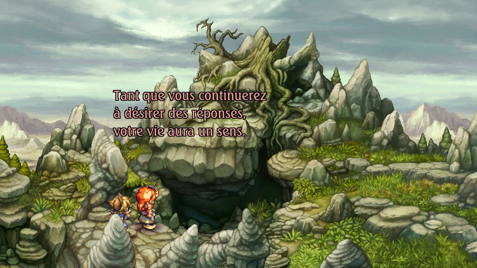 Capture d'écran de Legend of Mana, le sage Gaeus dit 