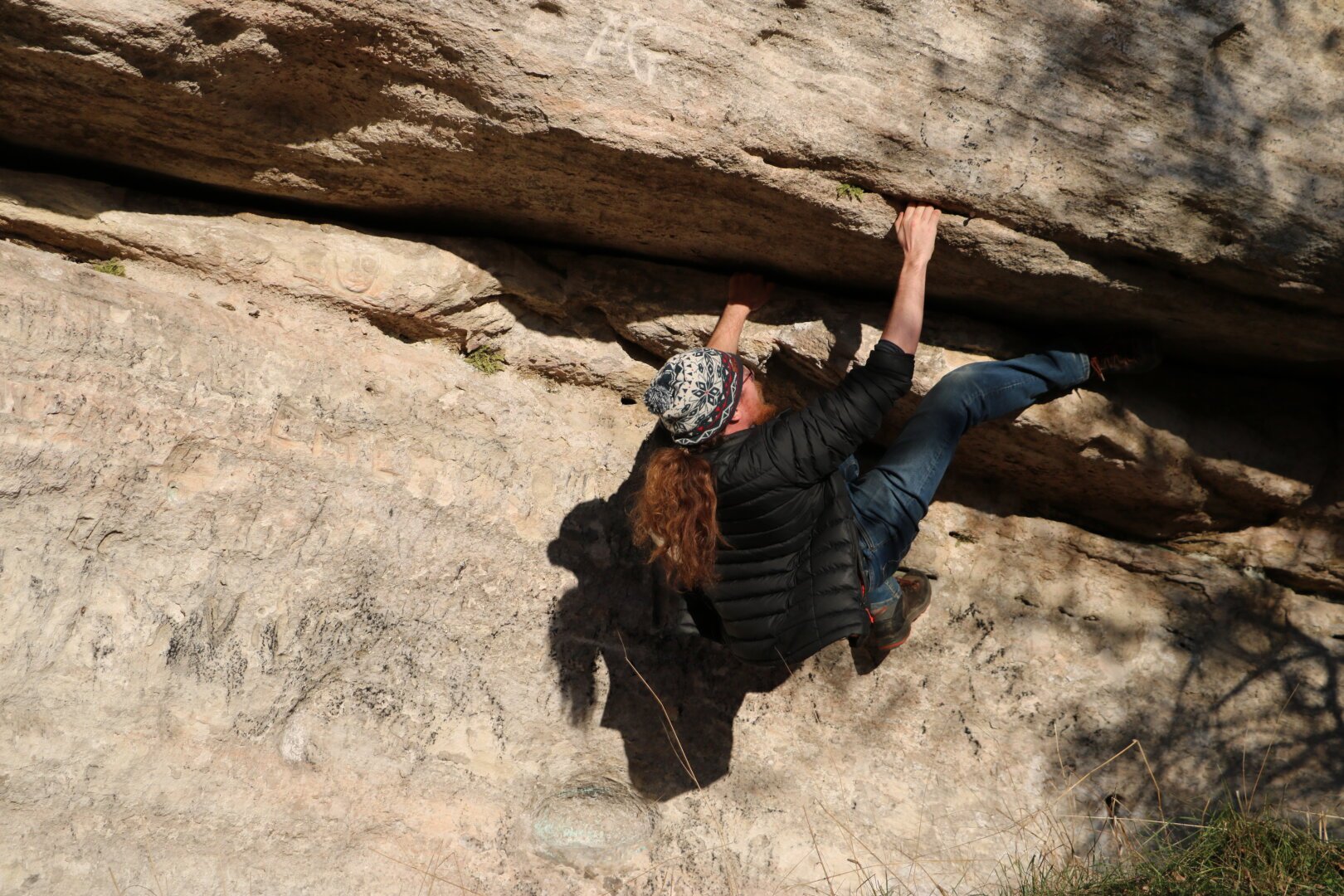 Me climbing, in exterior.