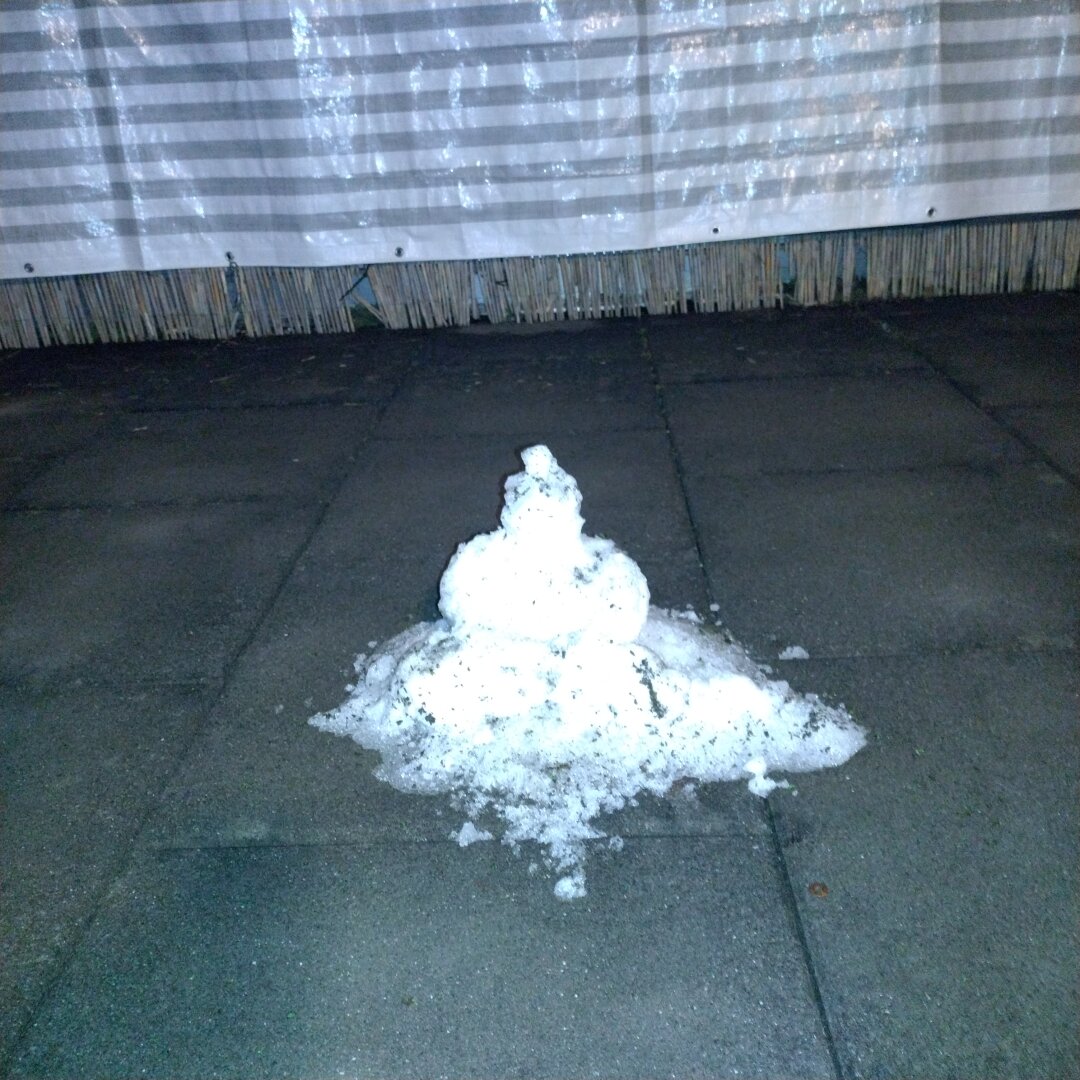 an image from my Pixelfed (because, fuck instagram), shows a melted pile of snow looking like a buddha