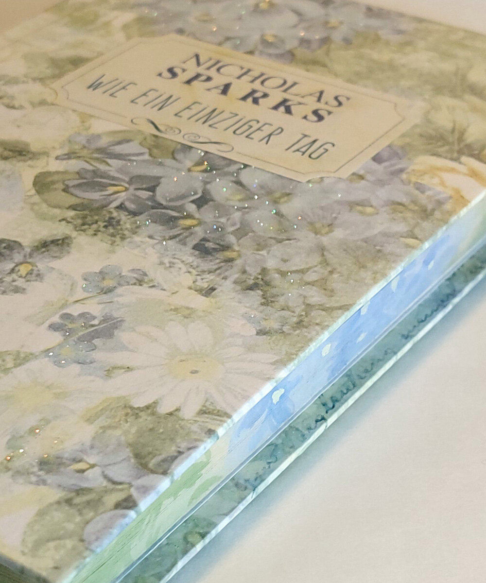 Closeup of book with painted edges