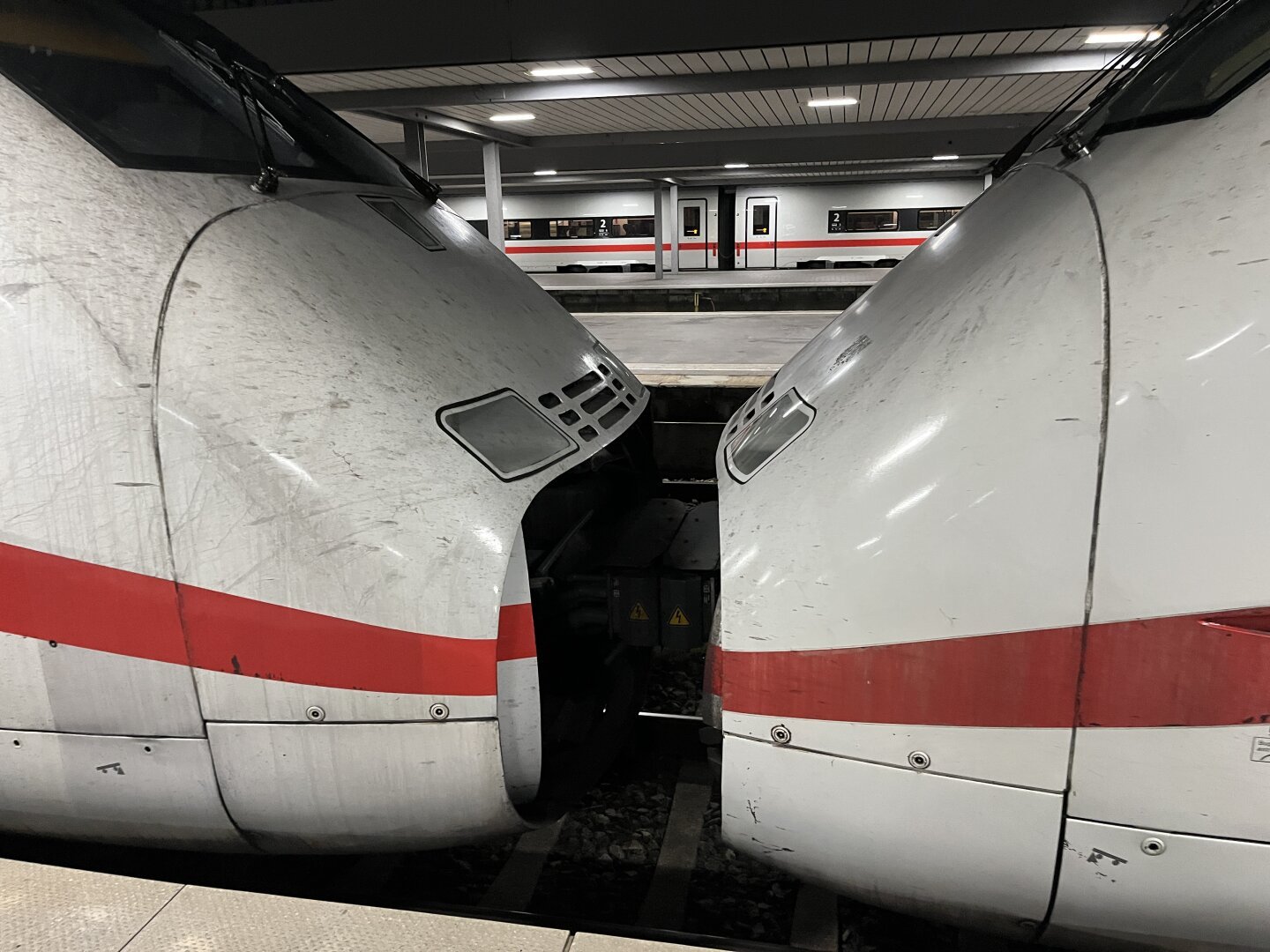 Two ice train heads coupled together