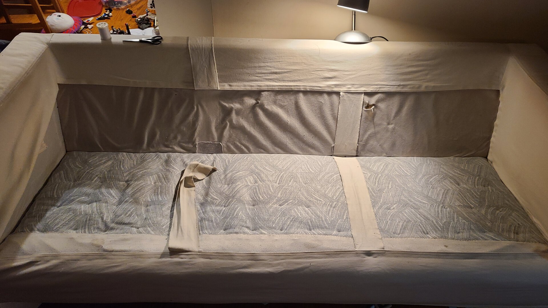 Top view with a new layer of fabric