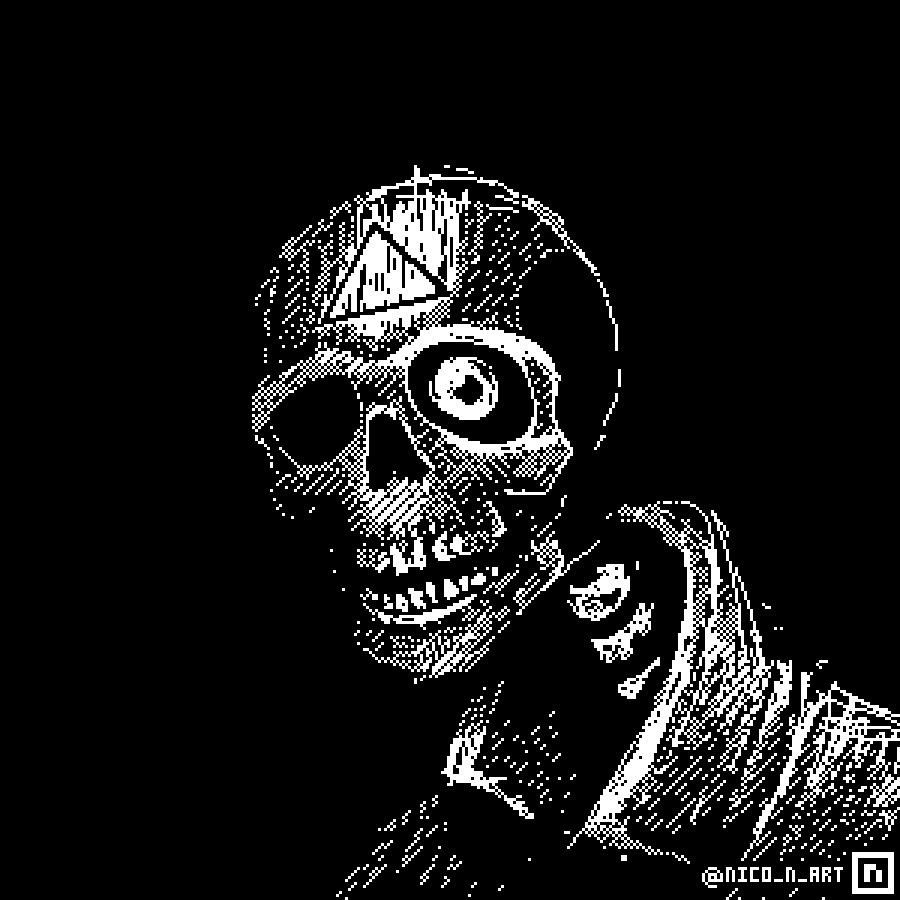 A scary skeleton with only one eye