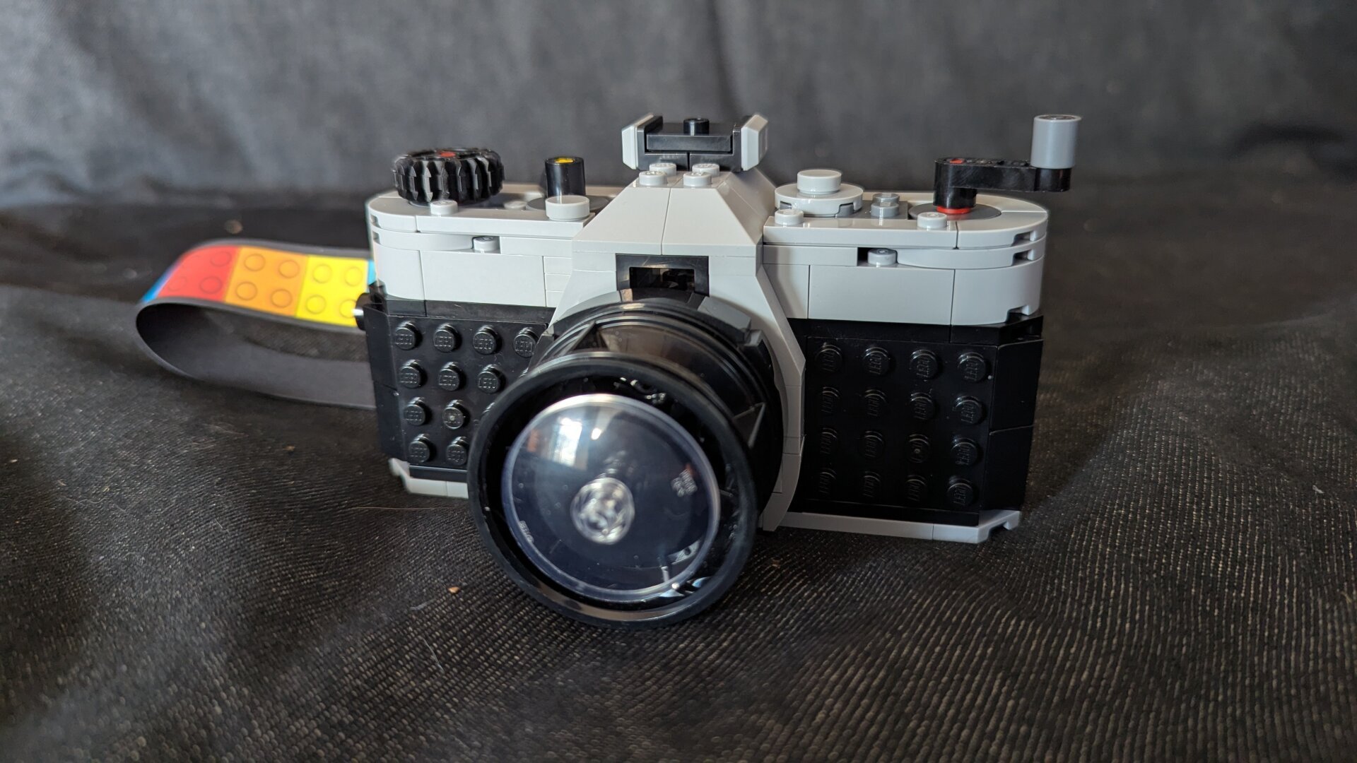 Lego film camera from the front