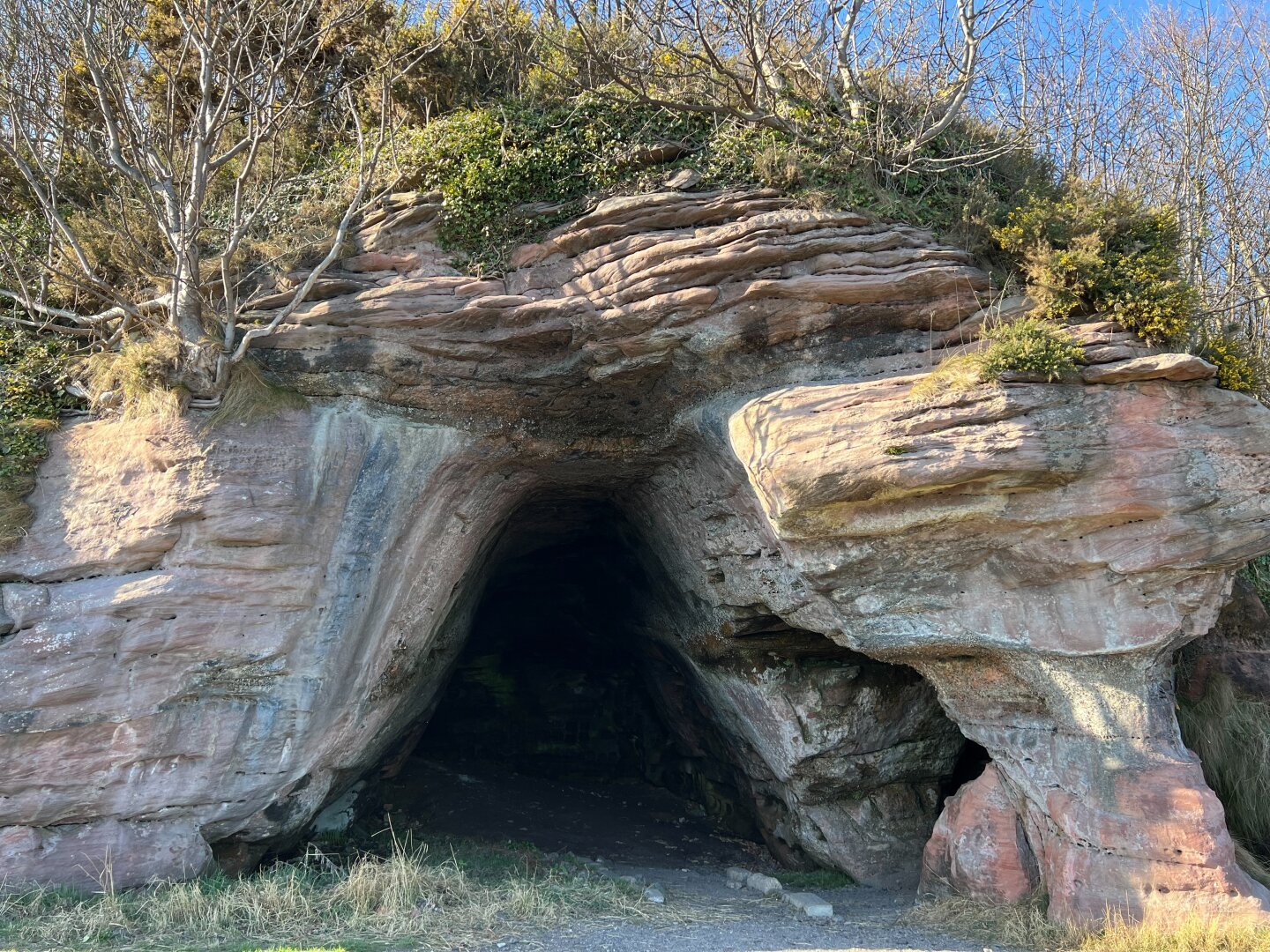 A sandstone cave entrance.
