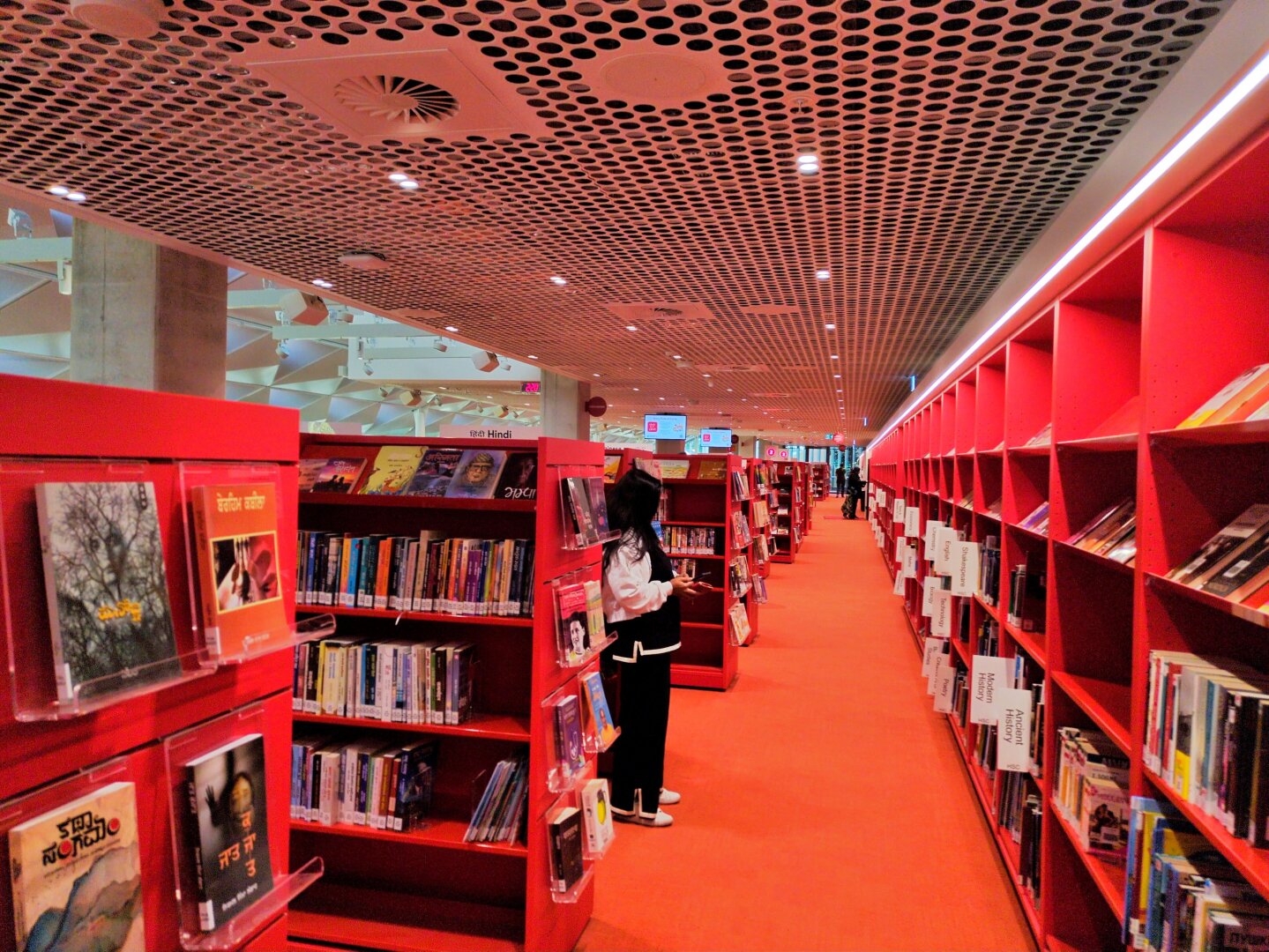 The lower floor of the library. You can see the cut-out roof on the left.