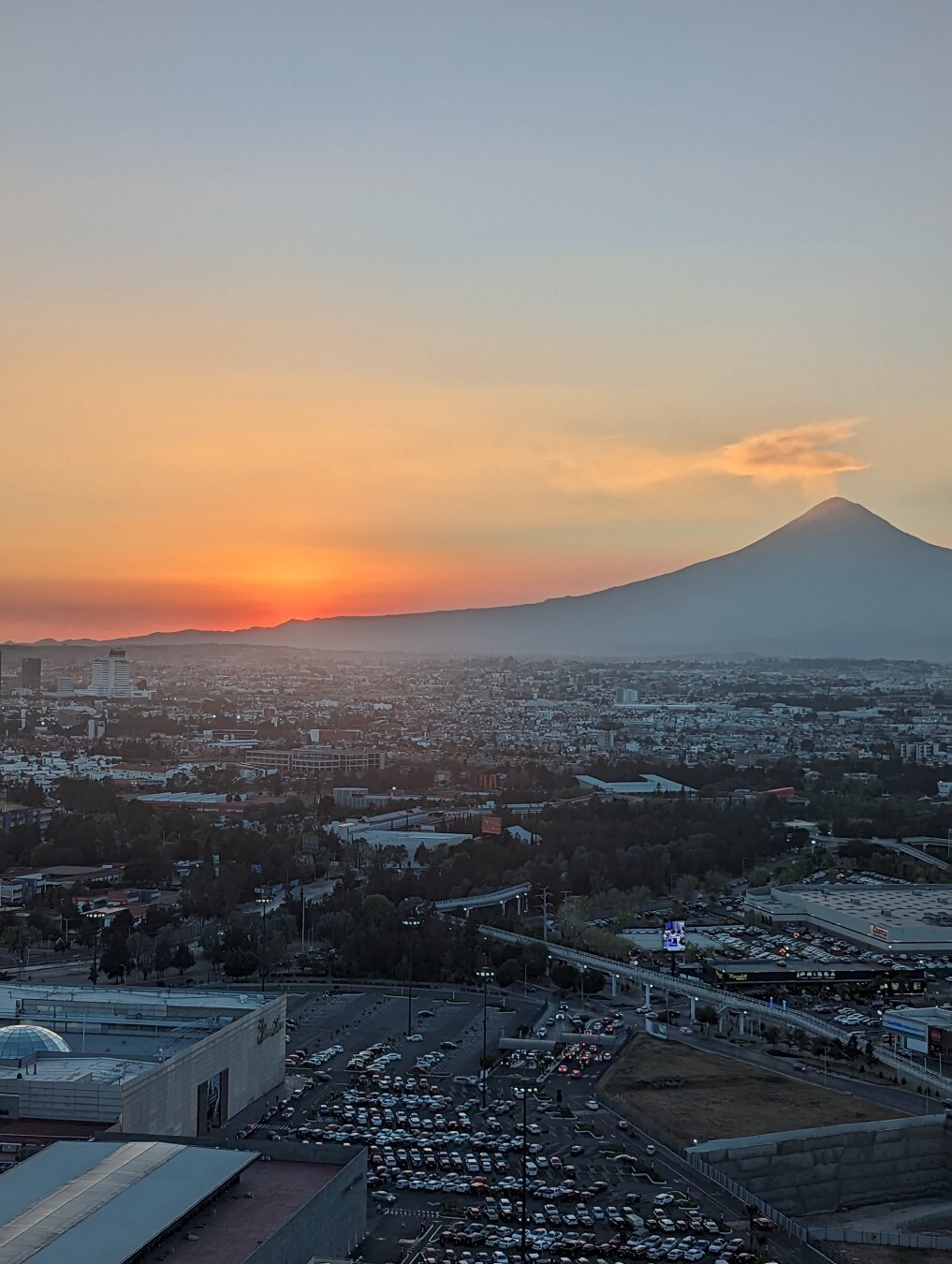 The red glow of a Puebla sunset