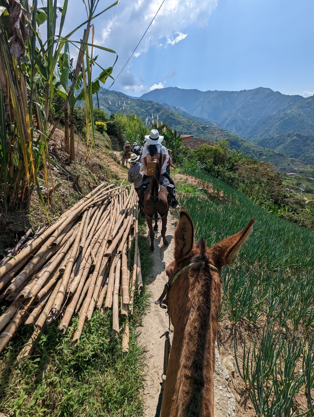Trail riding along a mountain path