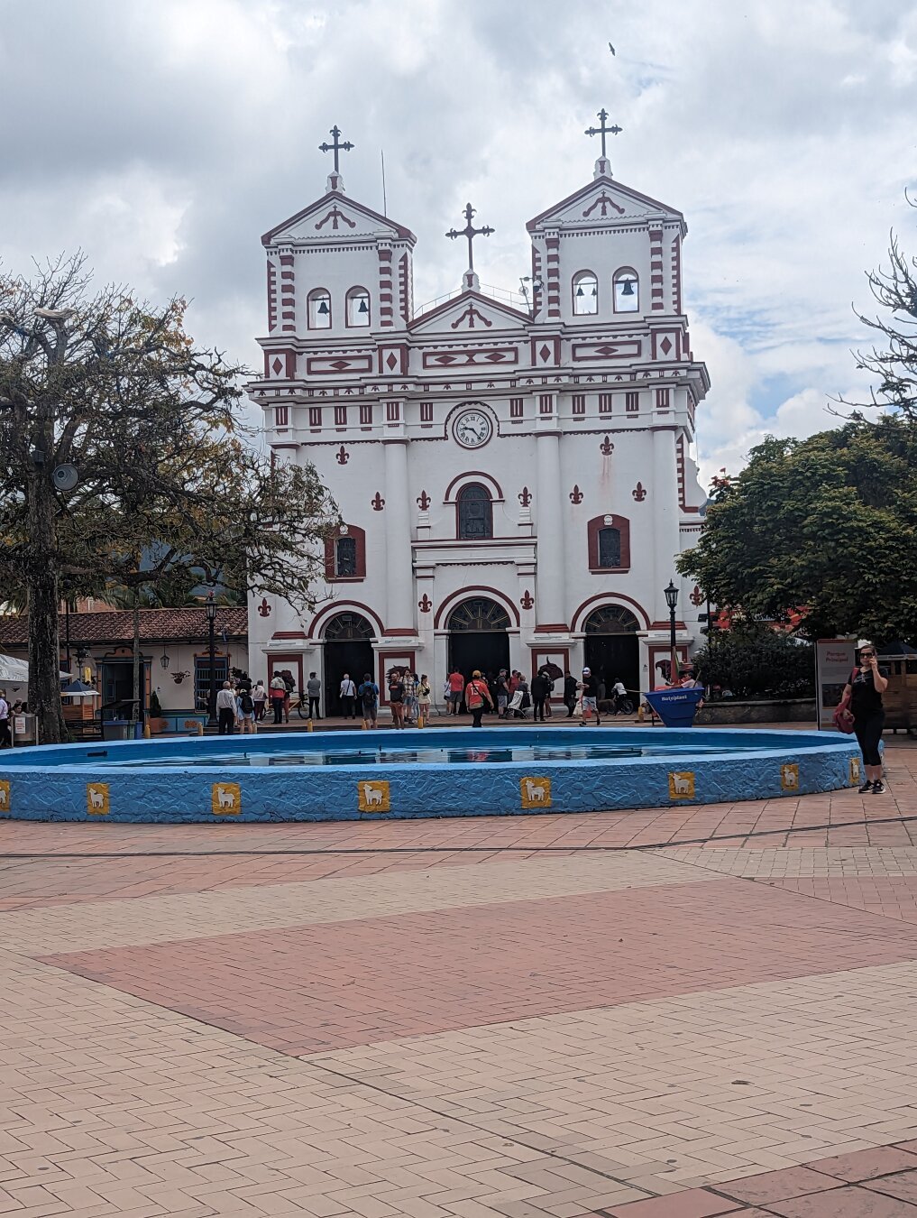 Church from across main square in Guatape