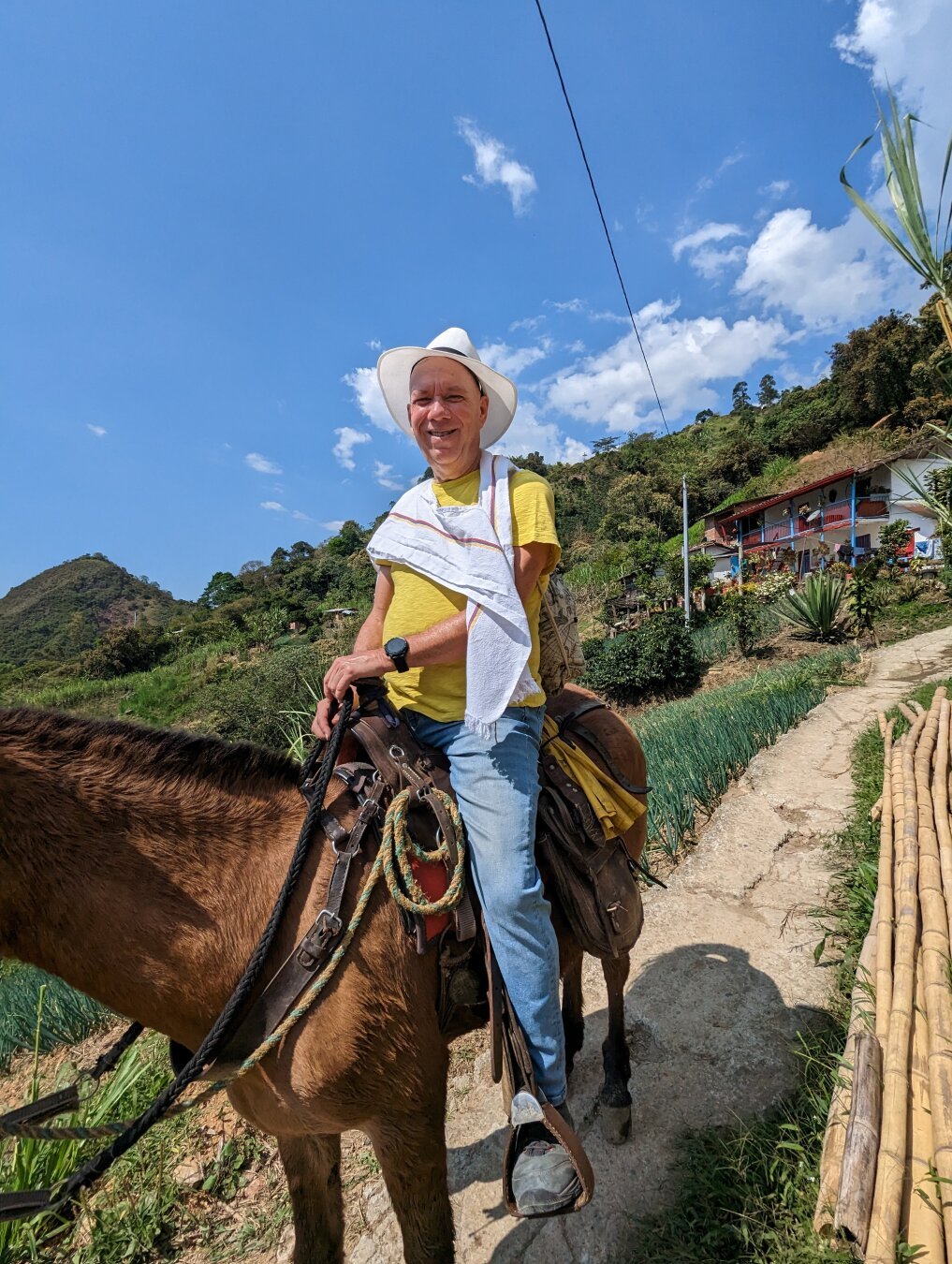 Some guy pretending to ride a horse