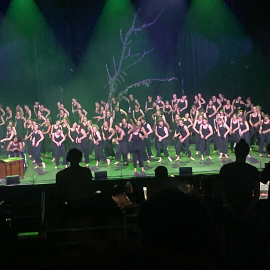 Mise en lumière de la chanson Radioactive dans le spectacle de la Choral universitaire de Nancy