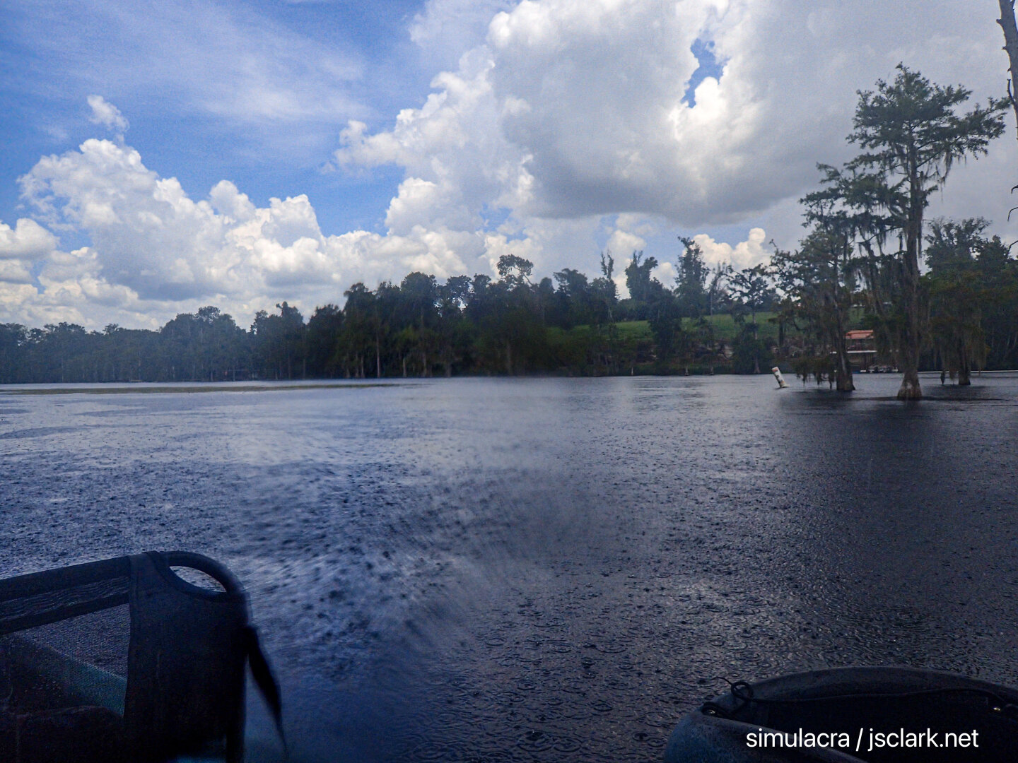 Rainshower on the surface of Merritt's Millpond.