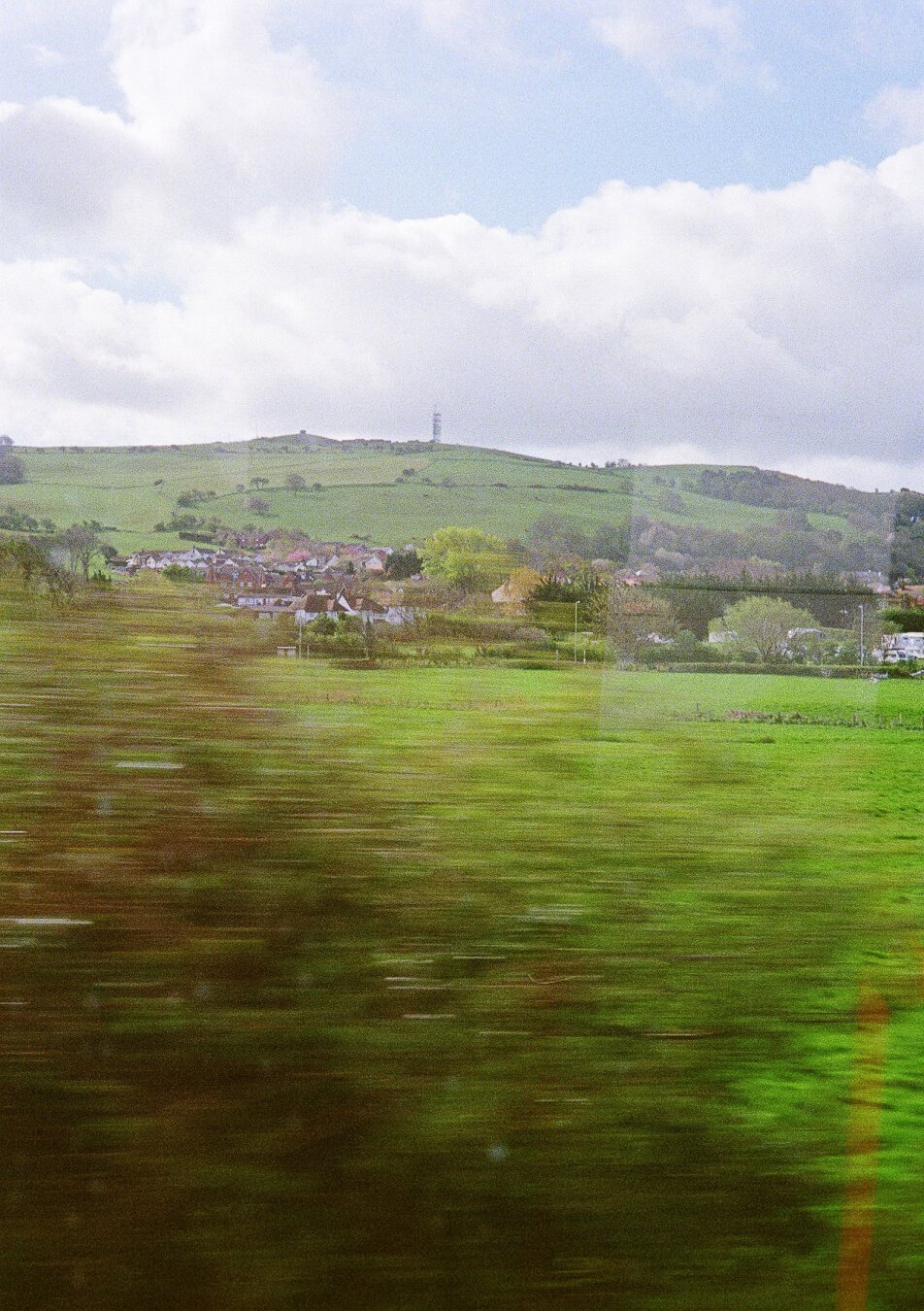 The north coast of Wales shot from a train window.