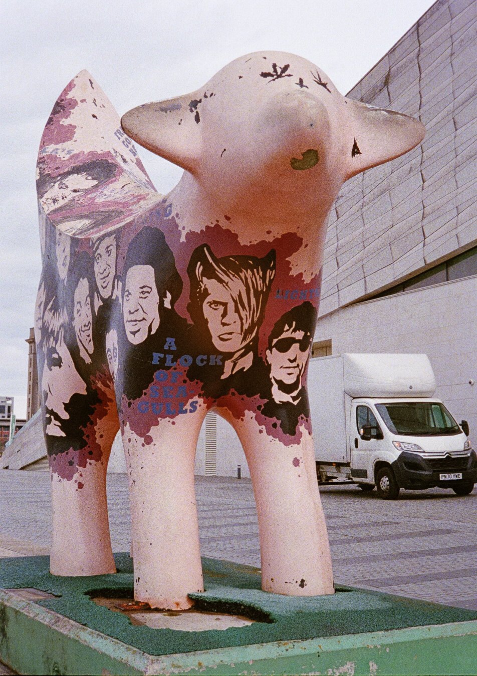 A lamb statue in Liverpool featuring the city’s most famous band, A Flock of Seagulls.