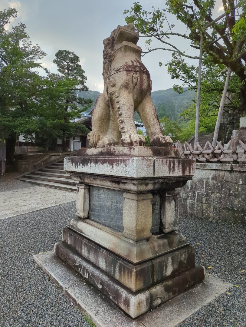 Komainu (lion-dog) statue guardian at Kyomizudera in Kyoto.