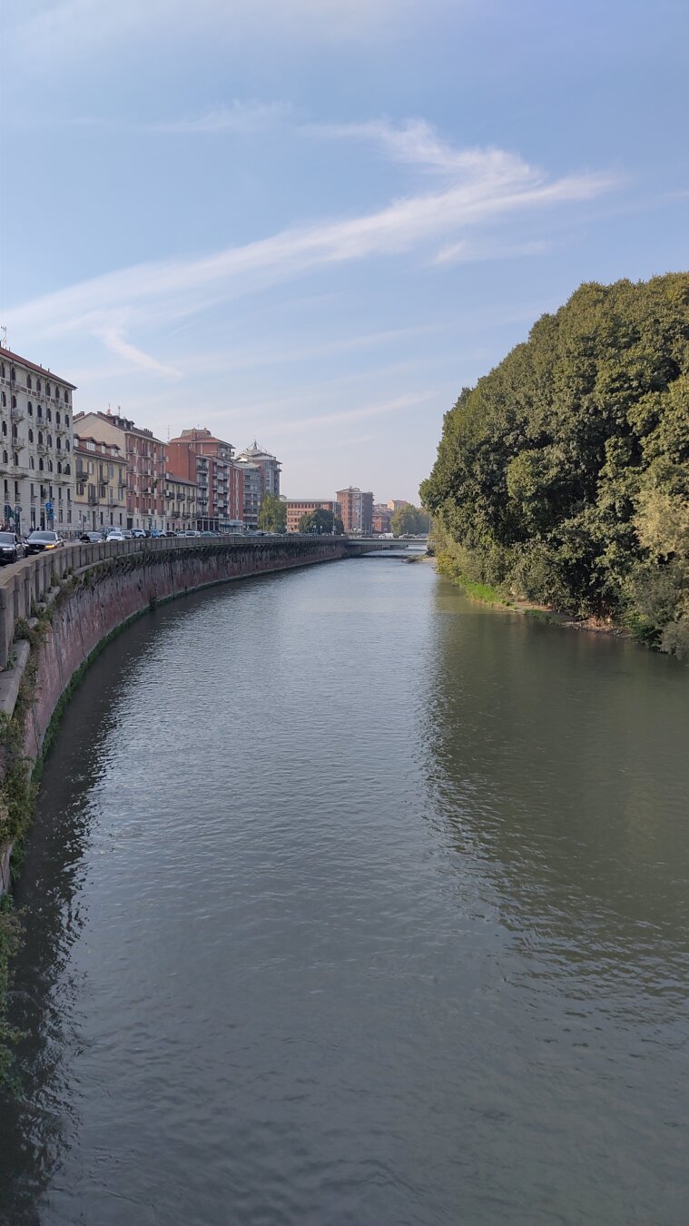 The Dora Riparia Alpine River near the University of Turin