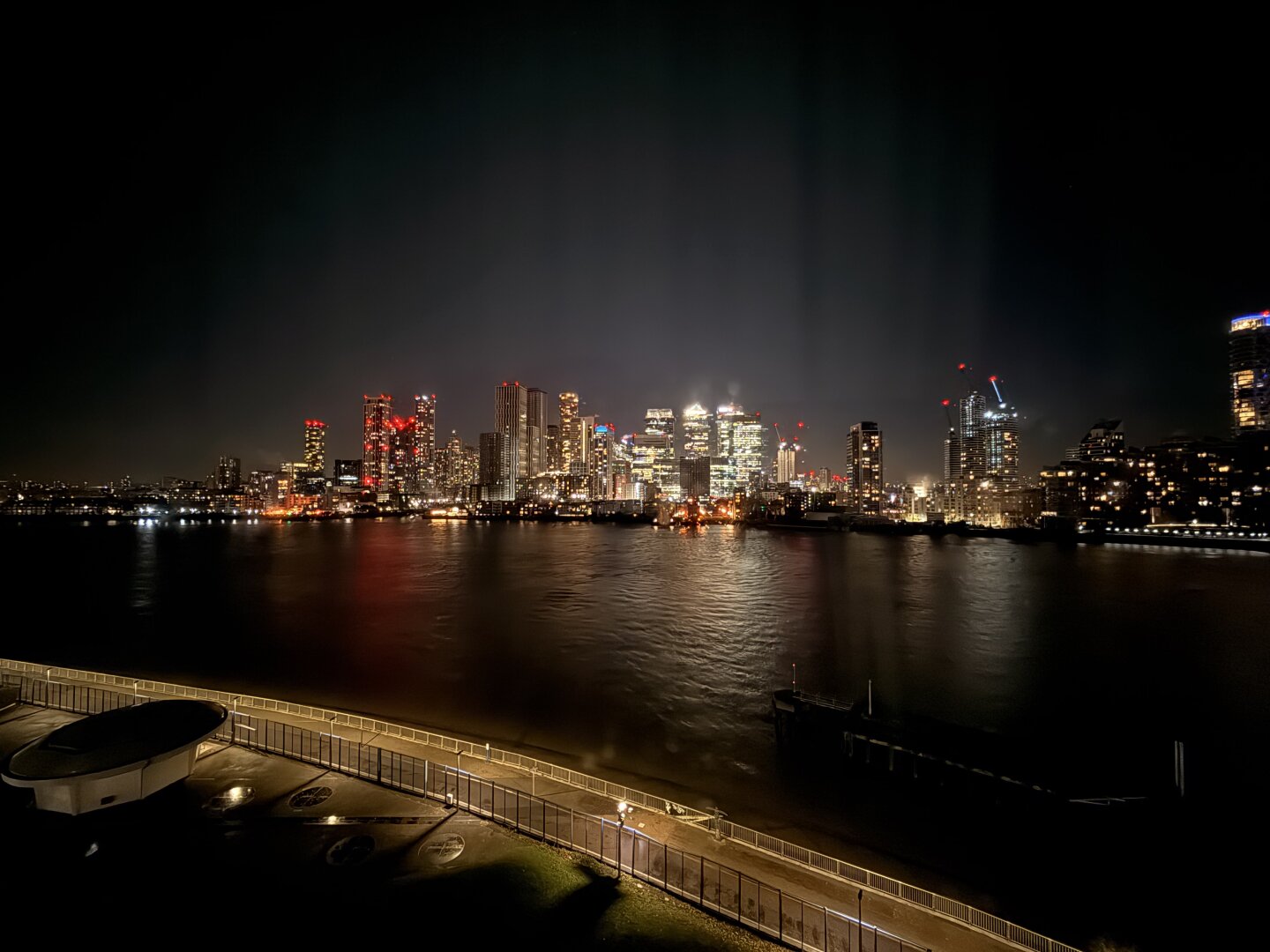 London’s Canary Wharf skyline as seen from Greenwich over the River Thames
