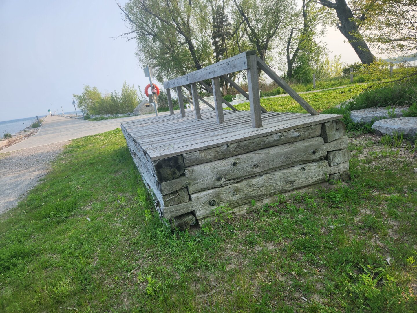 Old section of wooden dock - example of 19th century Pickering pier.