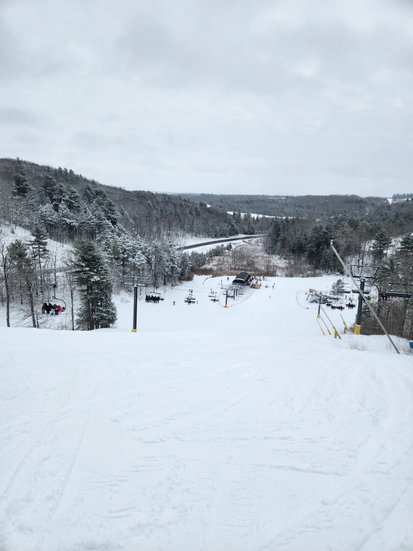 View from the top of a ski hill.