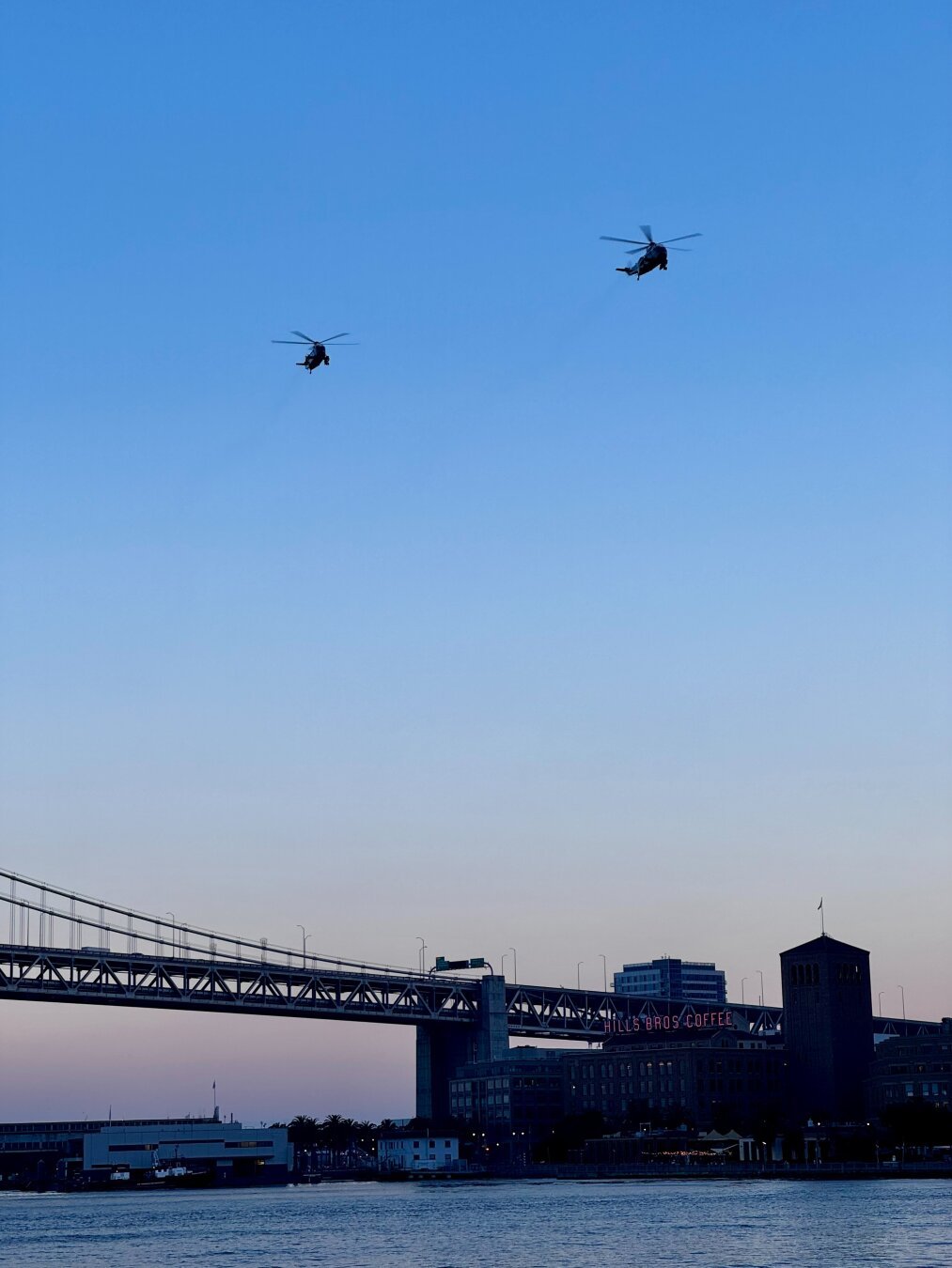 Marine helicopters training for President Biden’s visit to San Francisco that would happen later in that week