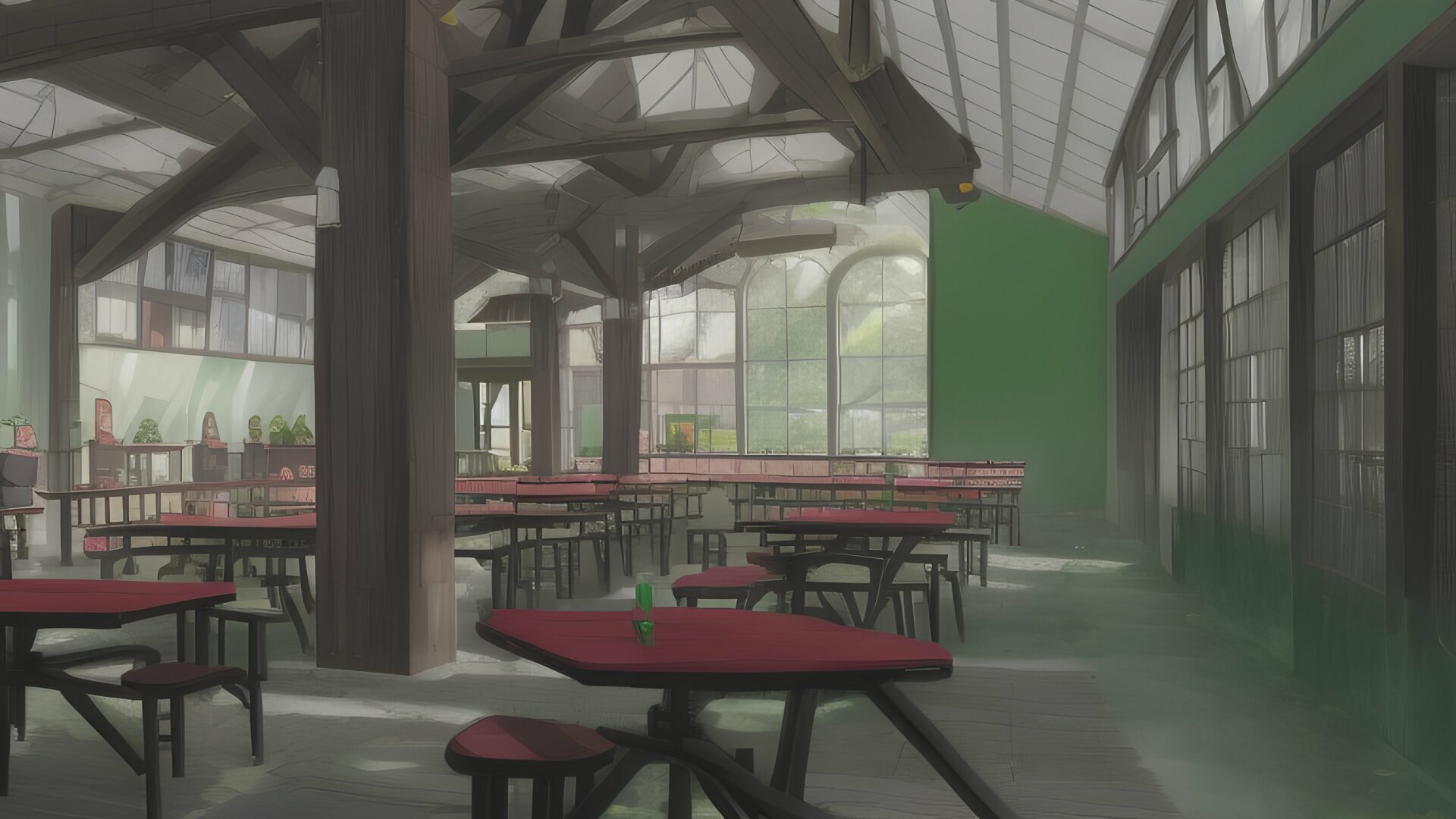 An empty school canteen.