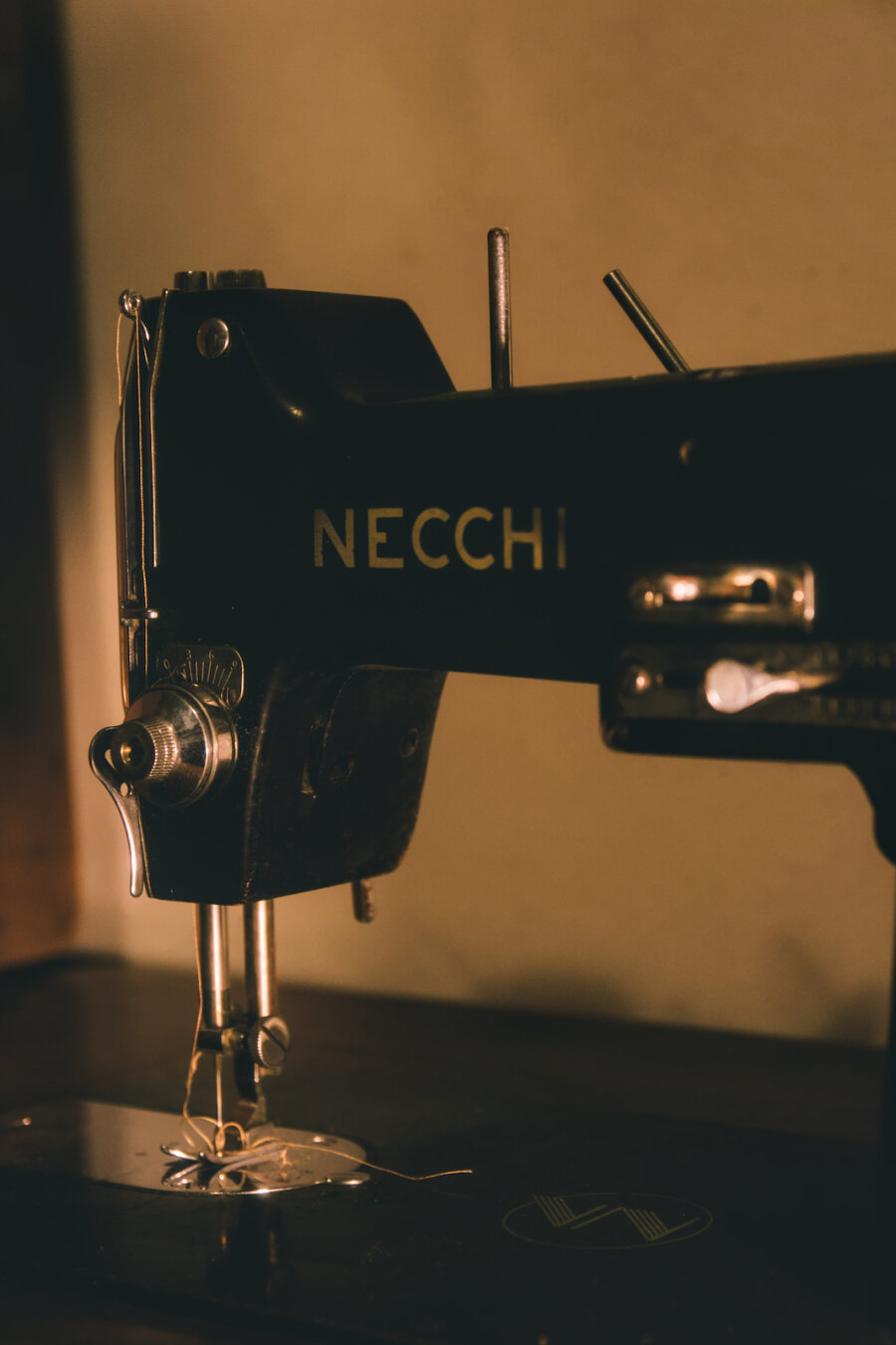 an old black Necchi sewing machine