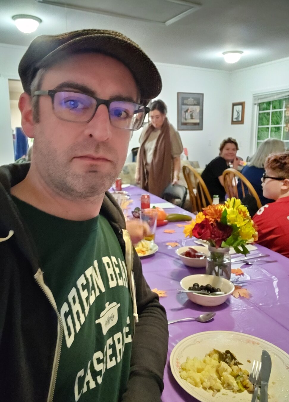 thanksgiving dinner with my green bean casserole tshirt