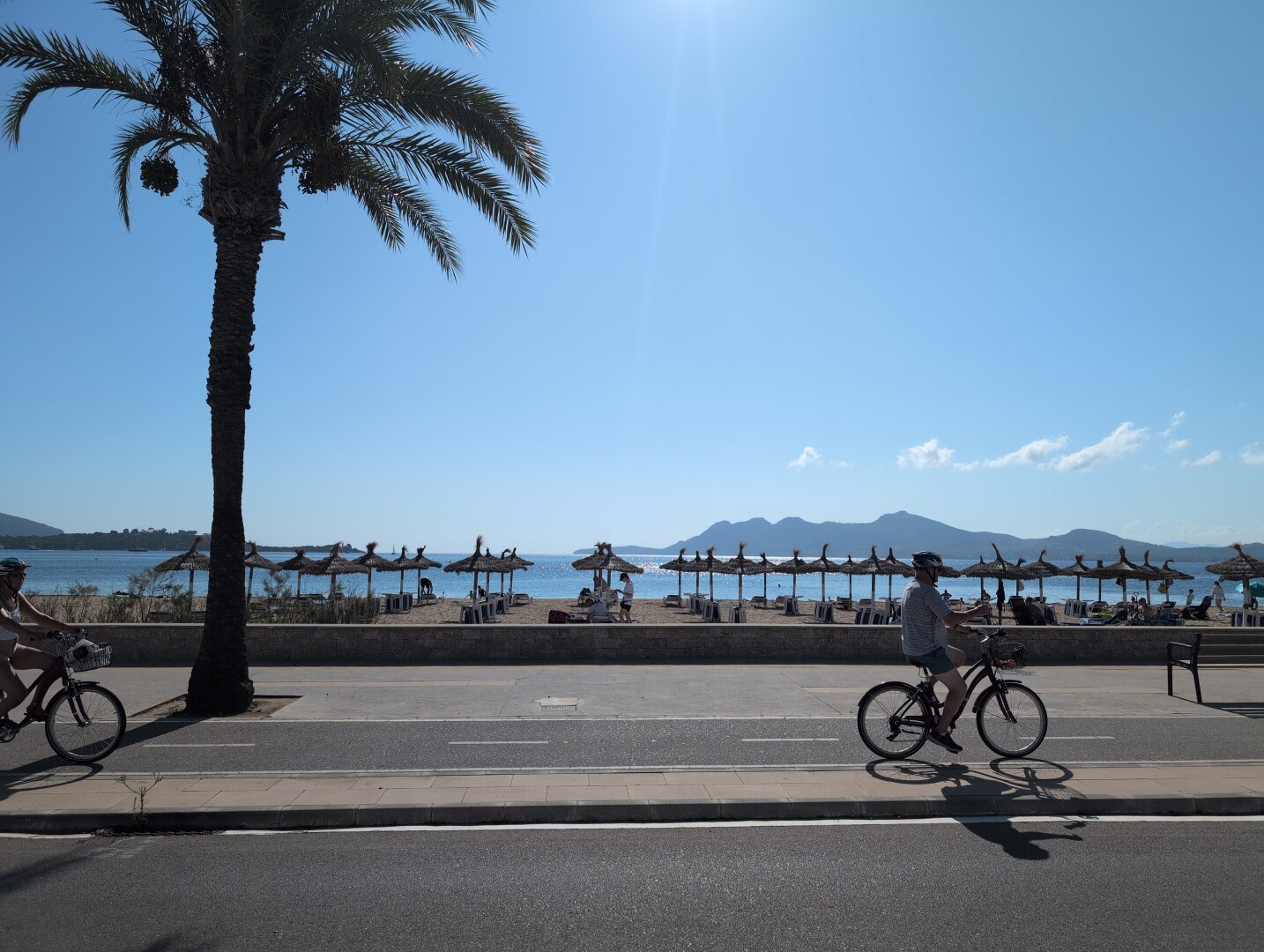 A sunny beach and cycle track