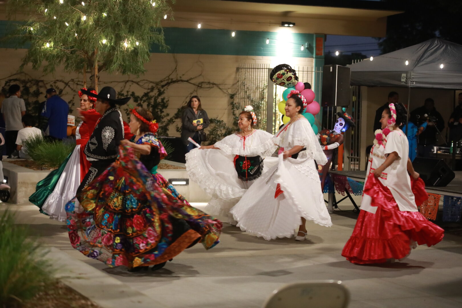 Huntington Park dance group Ballet Folklorico Cielo Nuevo in their traditional Mexican dance outfits.