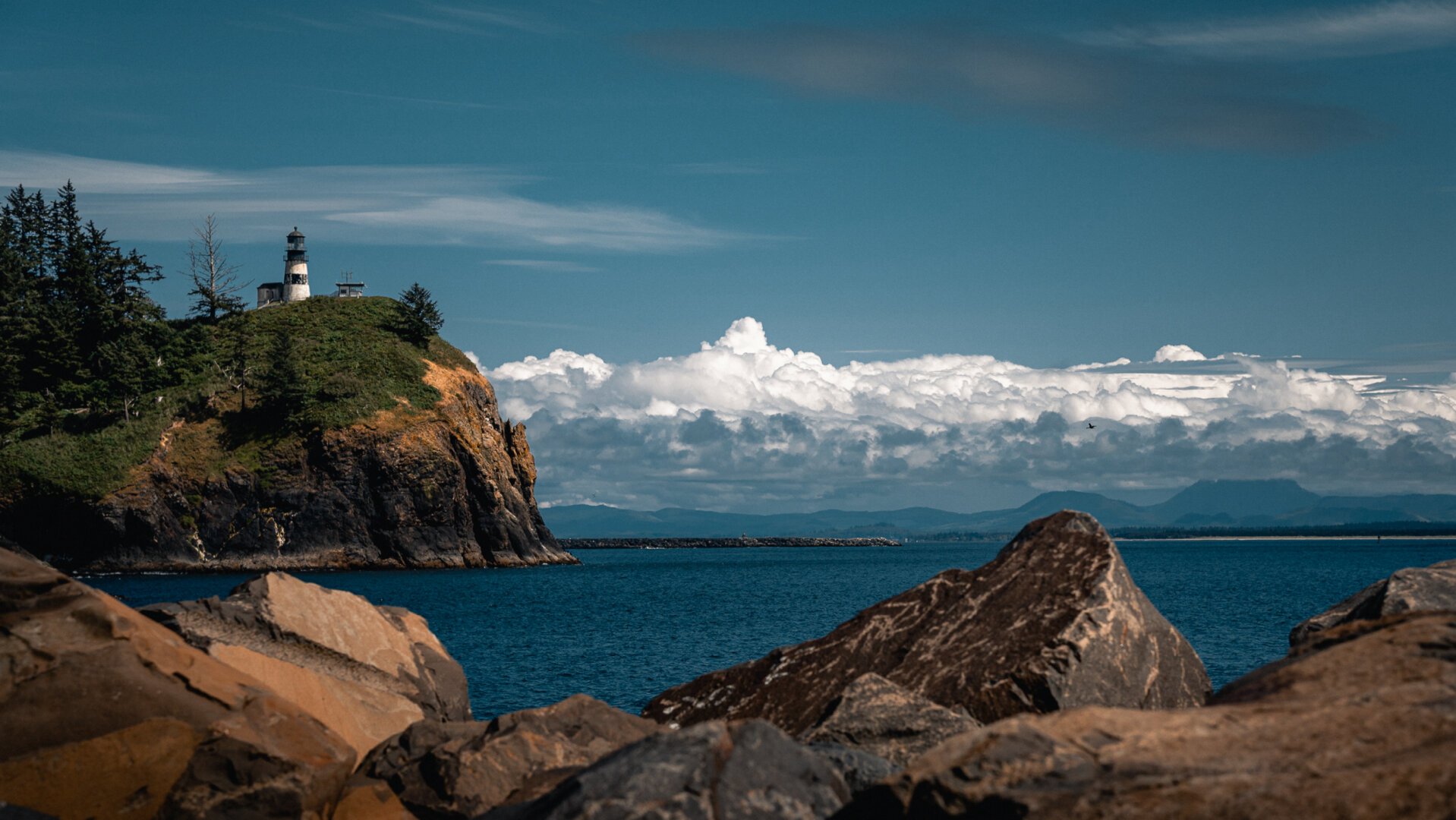 Photo of the lighthouse and Cape disappointment