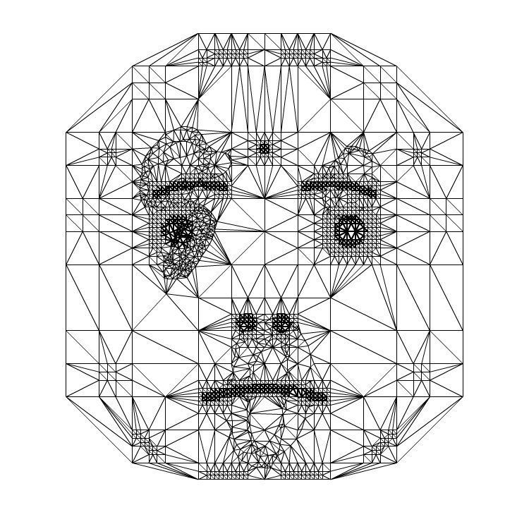 abstract face, grid of thin black lines