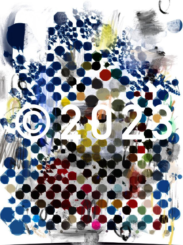 white background, grid of colored dots