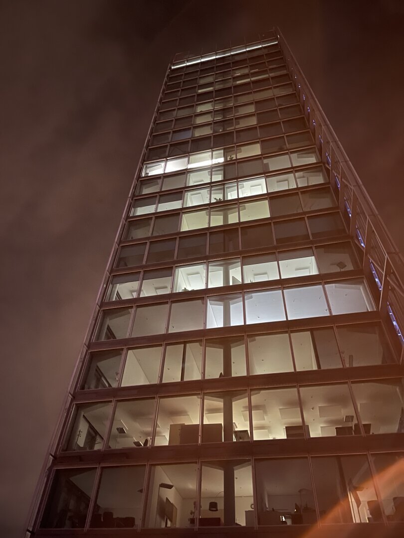 Close-up shot upwards