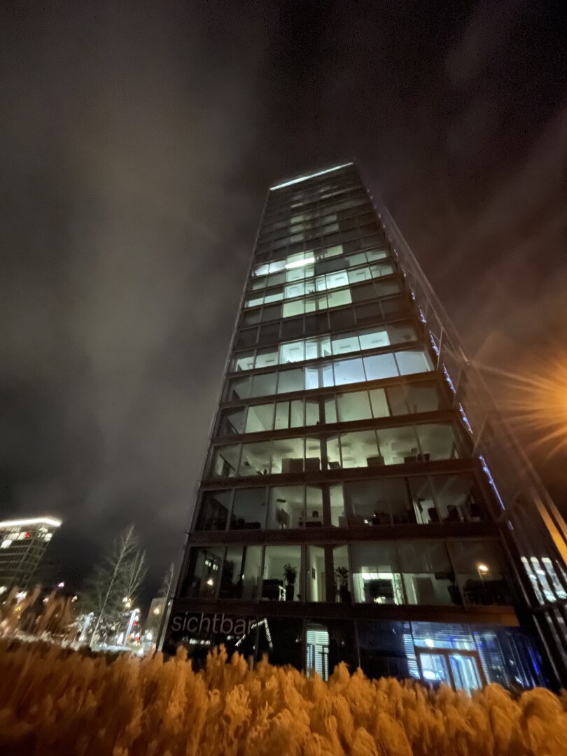 Close-up wide angle shot upwards