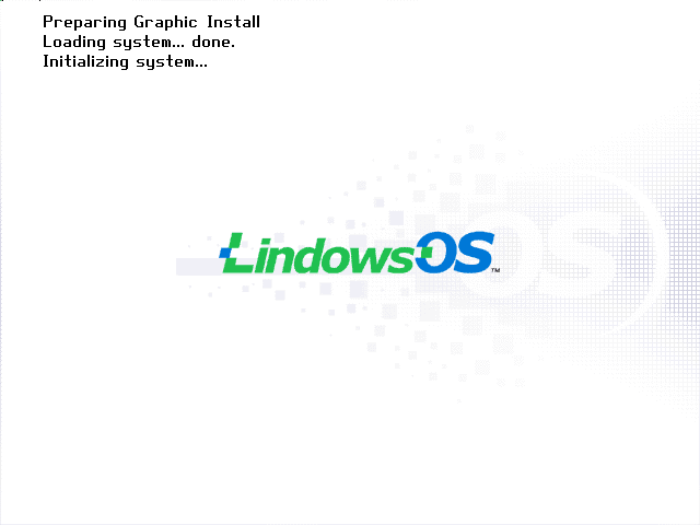 Lindows Linux installer boot screen