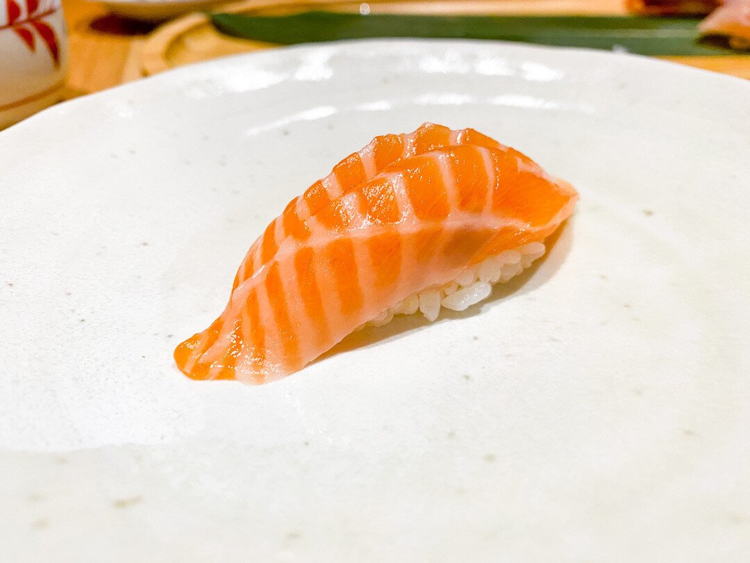 Salmon Nigiri from Kenbey Sushi in Los Angeles.