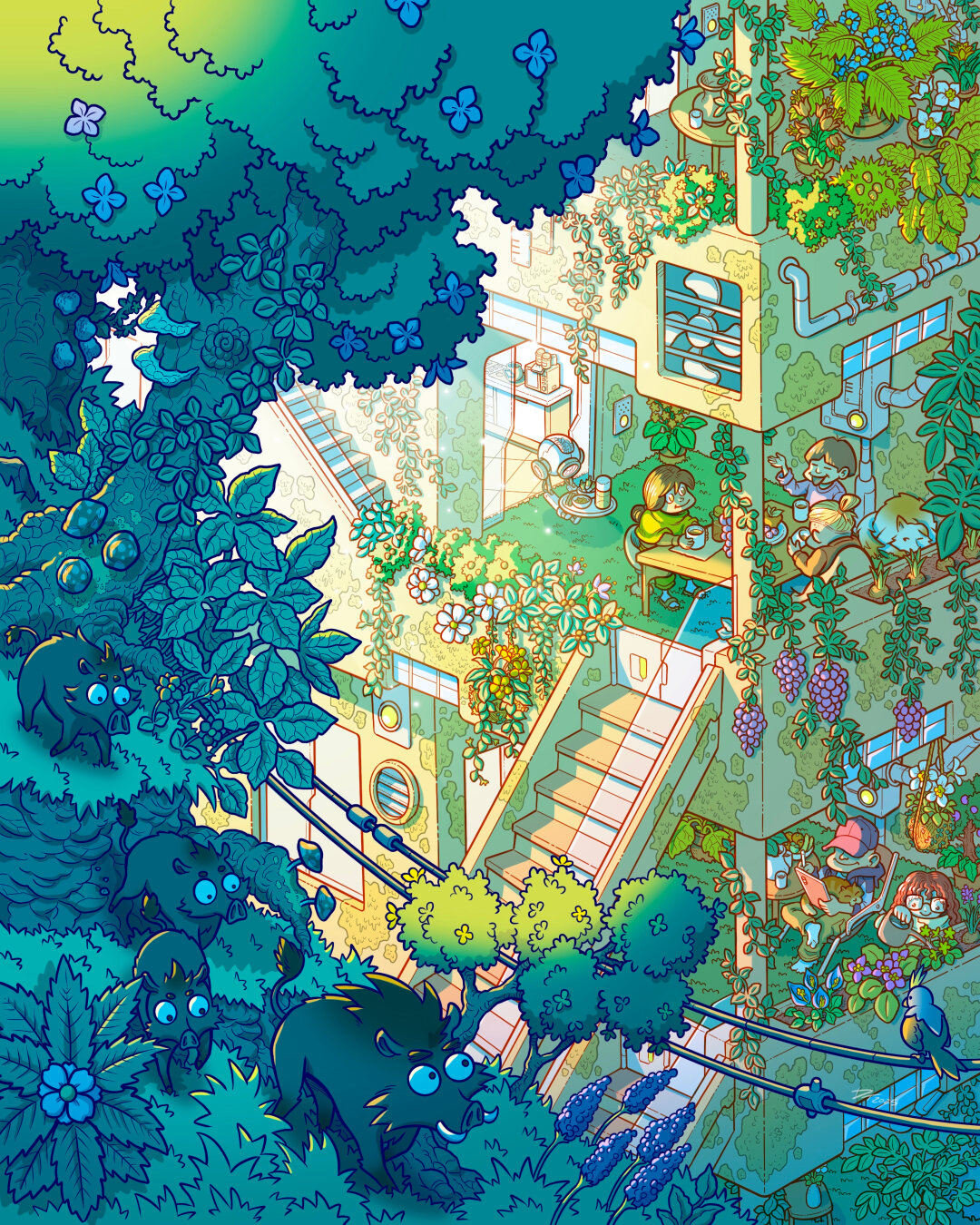 Solarpunk Cityscape
 think anyone who stumbles across the Solarpunk genre ends up asking the same question: could a future like this really exist? A world where humans live in true harmony with nature, and tech is here to help us—not control us?
Even though today’s world feels more and more like a cyberpunk dystopia, my answer to that question is still: yes, absolutely.
Because honestly? We already have everything we need to build that kind of future. We just need to start imagining it—more and more.
Taking action is super important, of course. But being able to imagine something is the bare minimum if you ever want to make it real.
