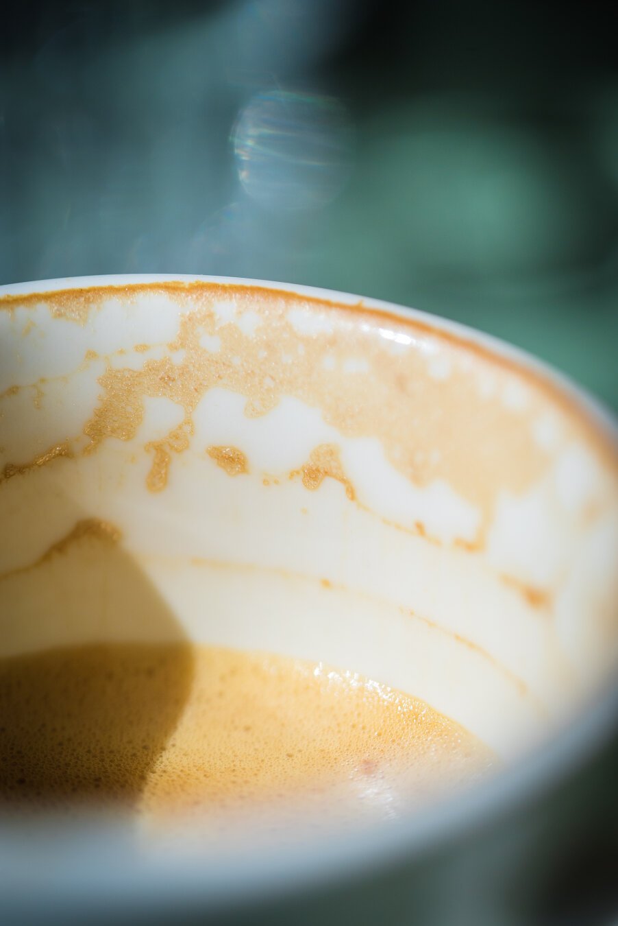 A macro shot of a cappuccino