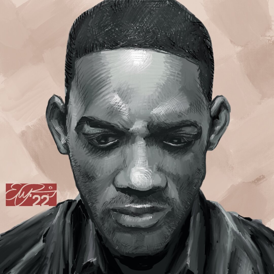 A digital painting of Will Smith.