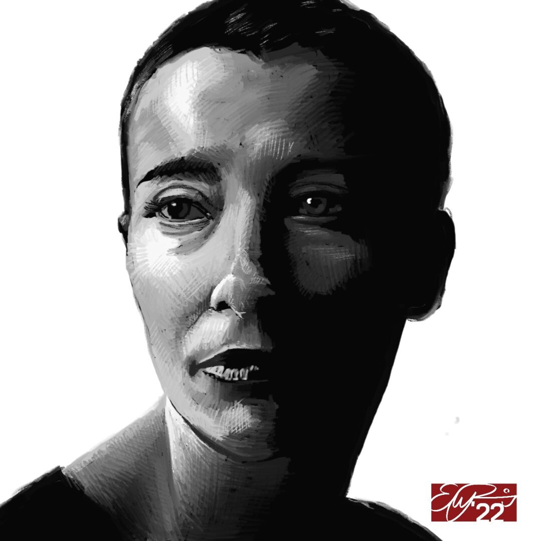 A digital painting of Emma Thompson.