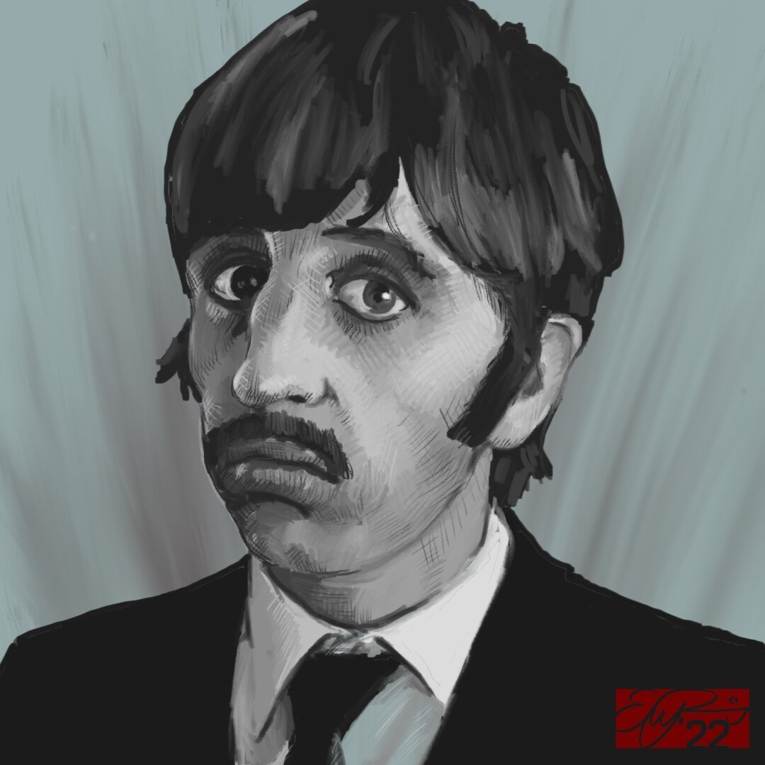 Digital painting of Ringo Starr.