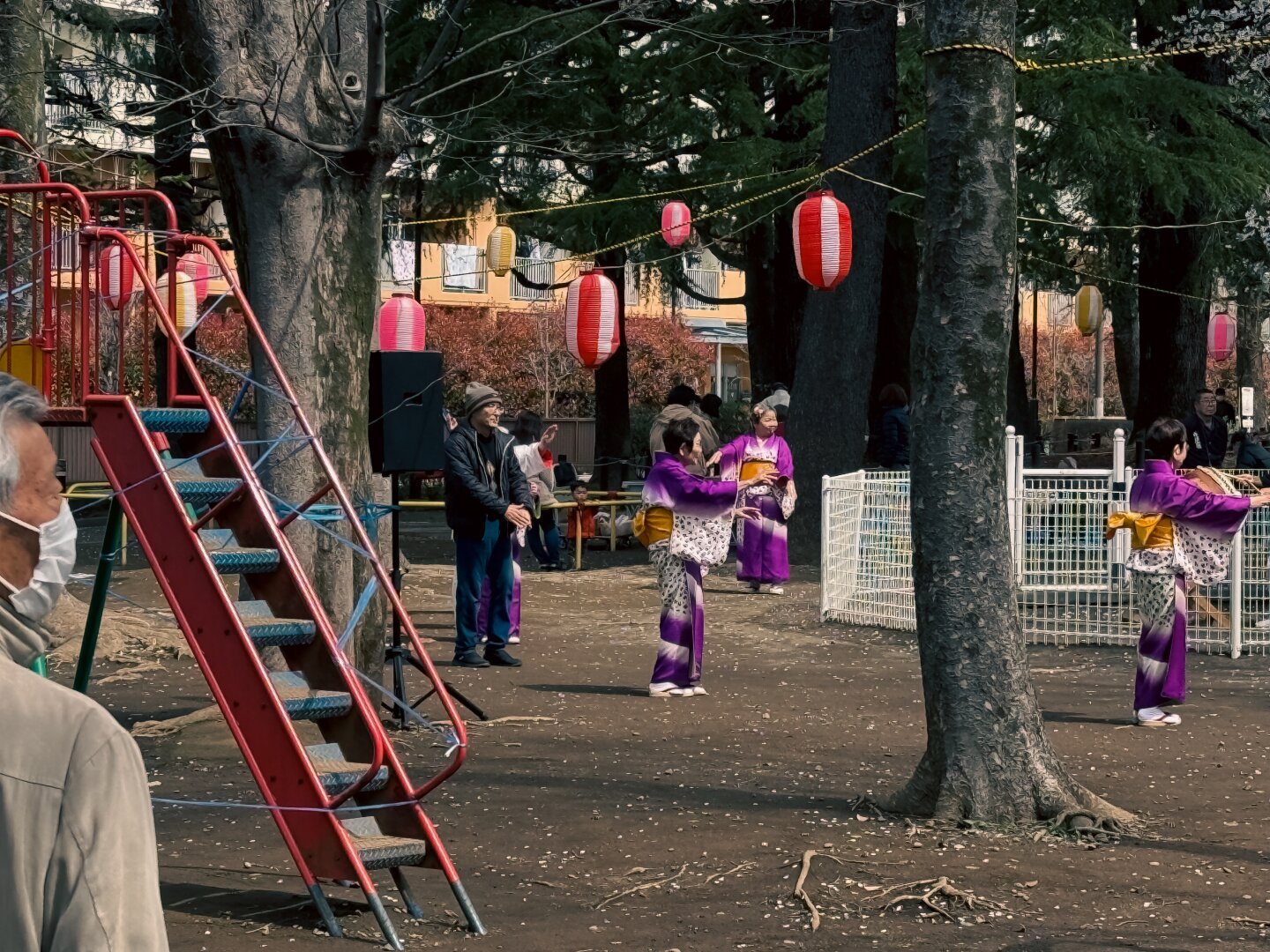A spring Bon Odori festival scene