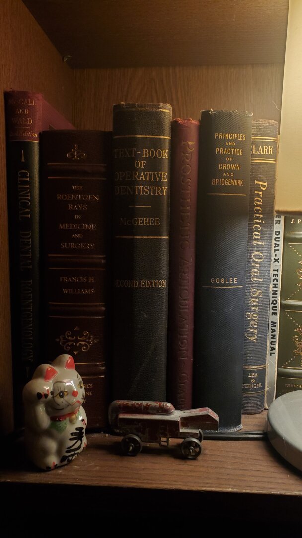 Bookshelf with curio objects