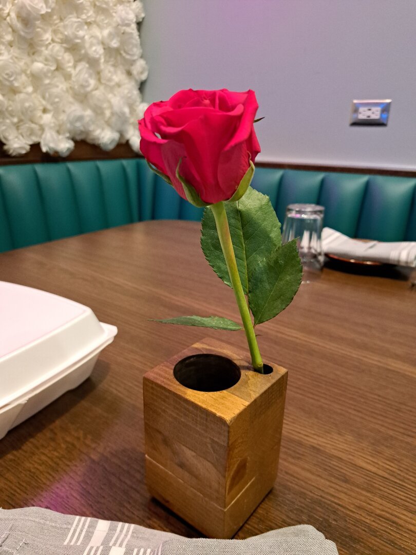 They even gave us a red rose to take home!