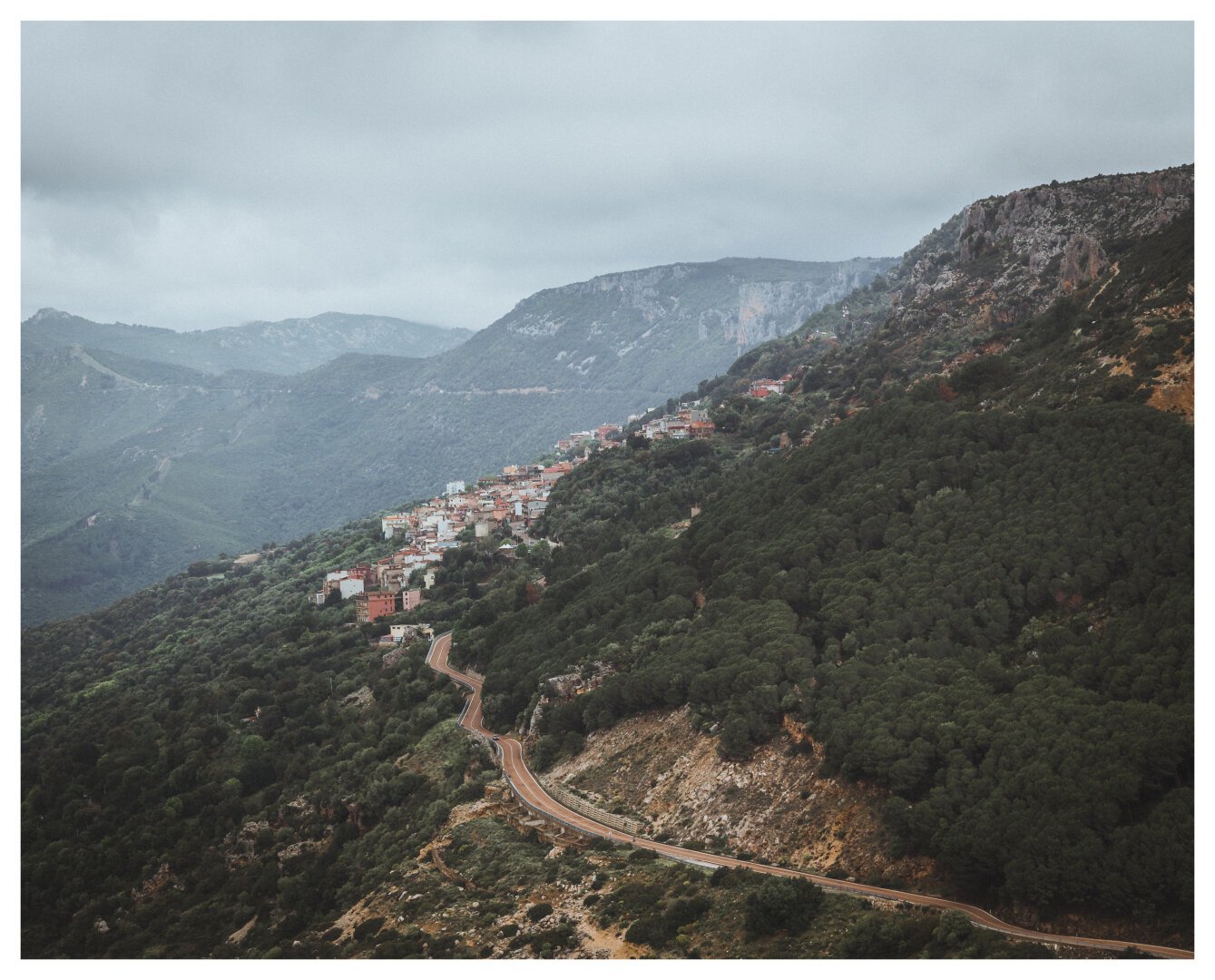 view on baunei (sardinia) from a hill