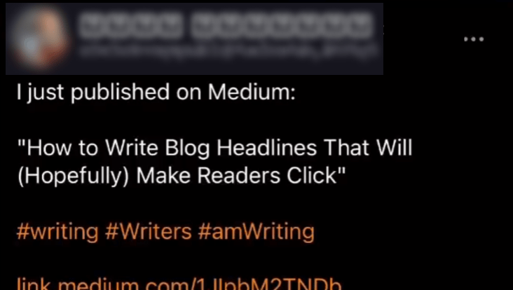 Mastodon post saying, "I just published on Medium: How to Write Blog Headlines That Will (Hopefully) Make Readers Click"